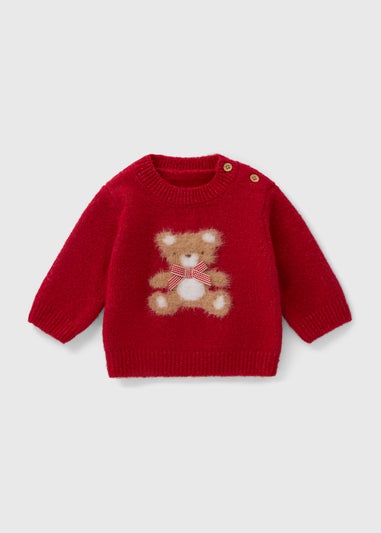 Baby Red Bear Bow Jumper (Newborn-23mths)