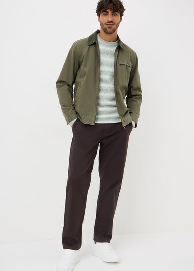 Dark Brown Straight Fit Chinos