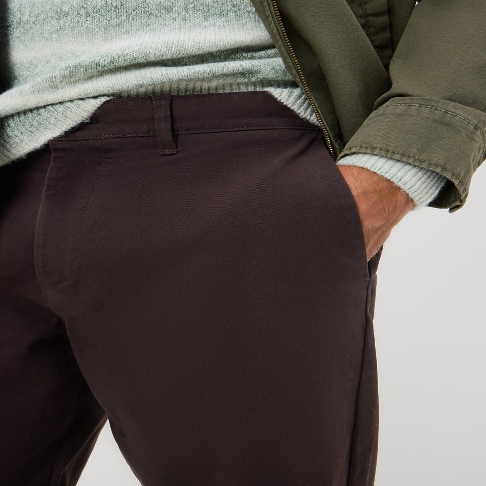 Dark Brown Straight Fit Chinos
