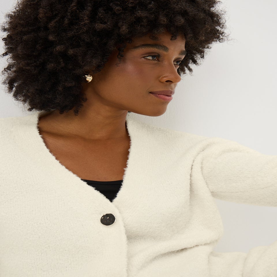Papaya Petite Cream Boucle Cardigan
