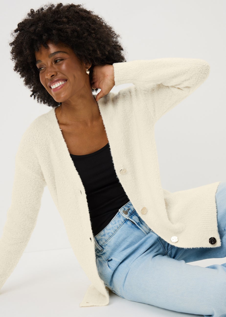 Papaya Petite Cream Boucle Cardigan