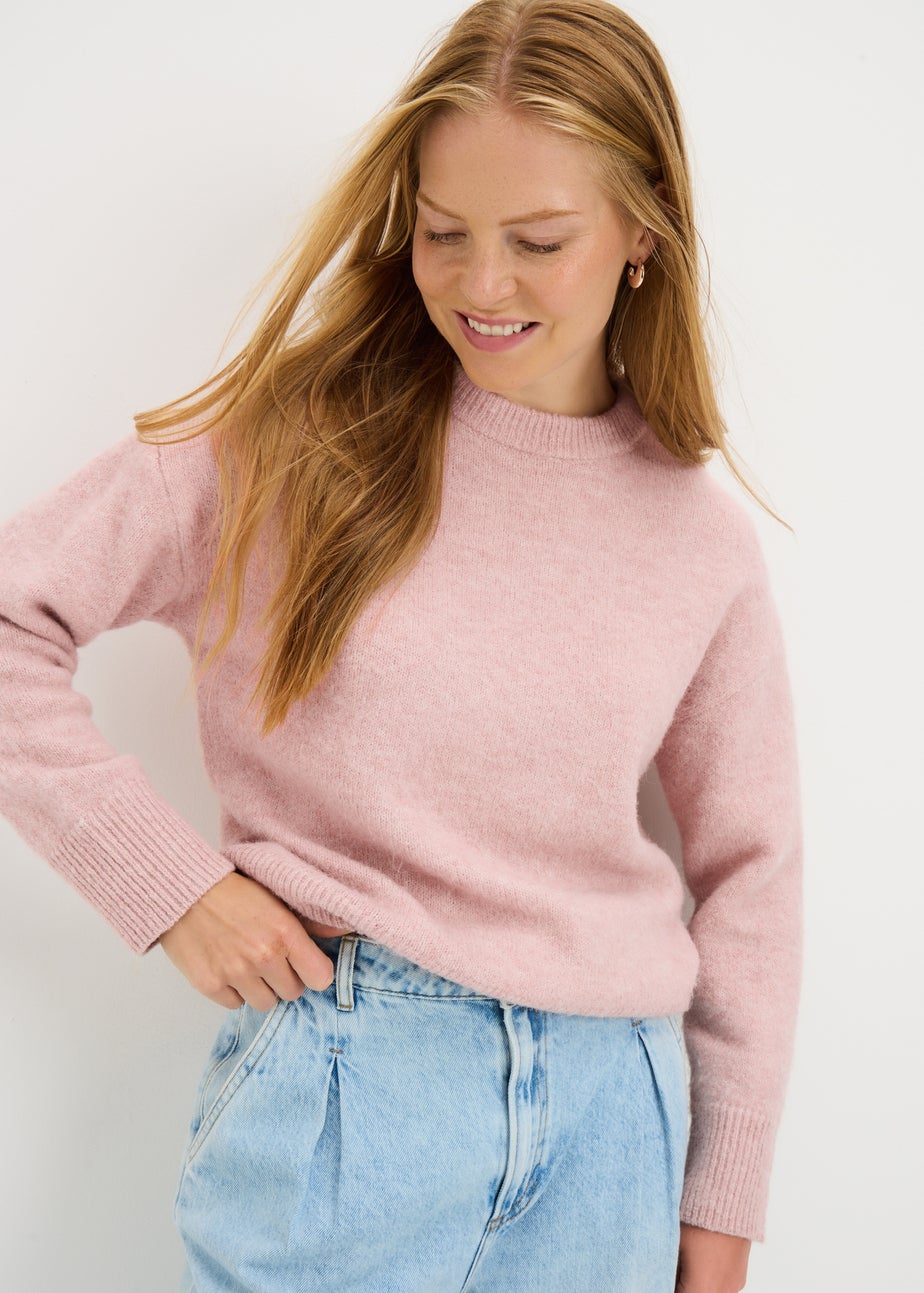 Papaya Petite Light Pink Fluffy Oversized Jumper