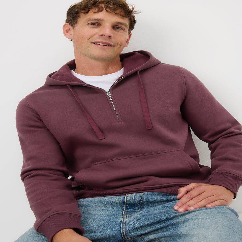Burgundy Half Zip Hoodie