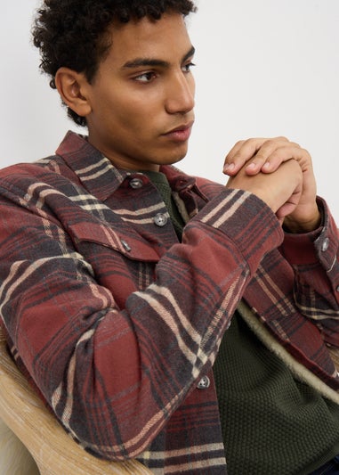 Burgundy Check Borg Lined Shacket