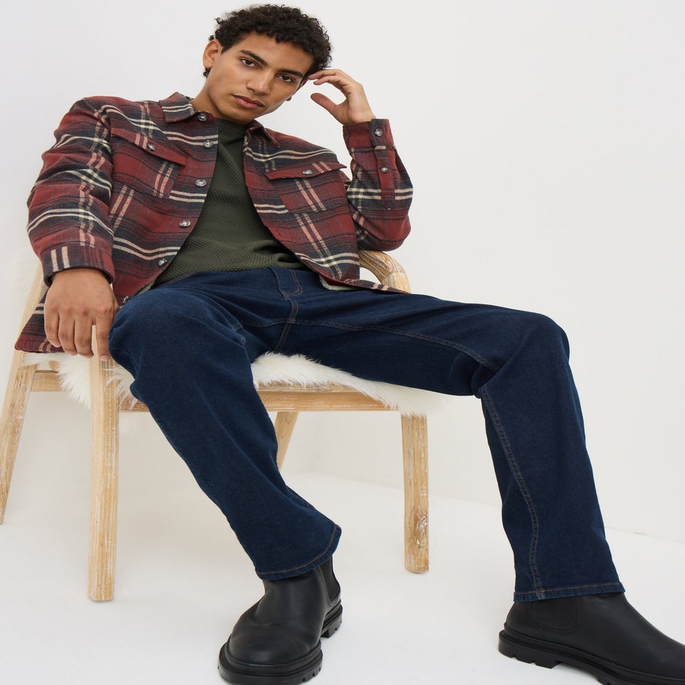 Burgundy Check Borg Lined Shacket