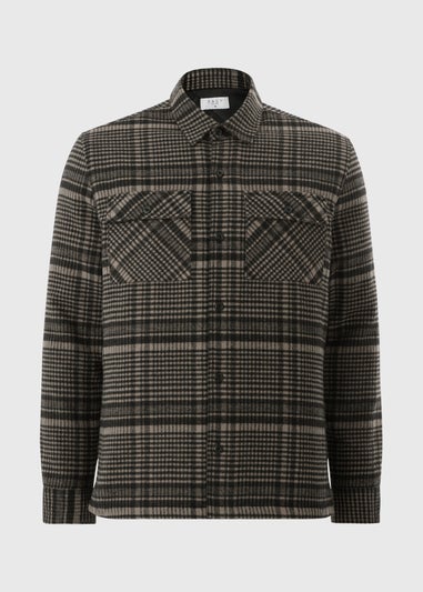 Brown Check Quilted Shacket