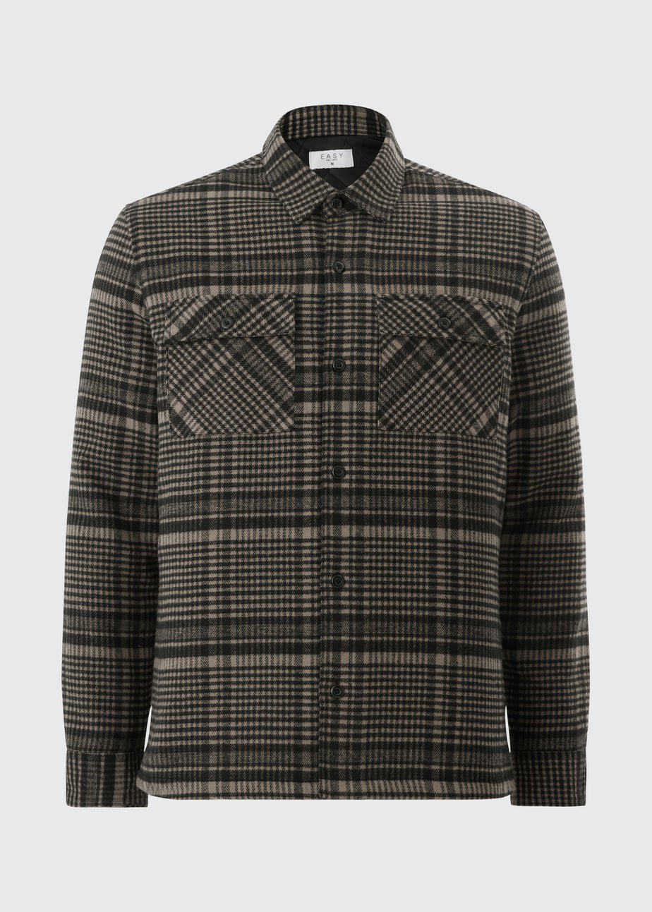 Brown Check Quilted Shacket