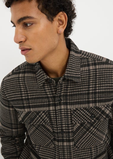 Brown Check Quilted Shacket