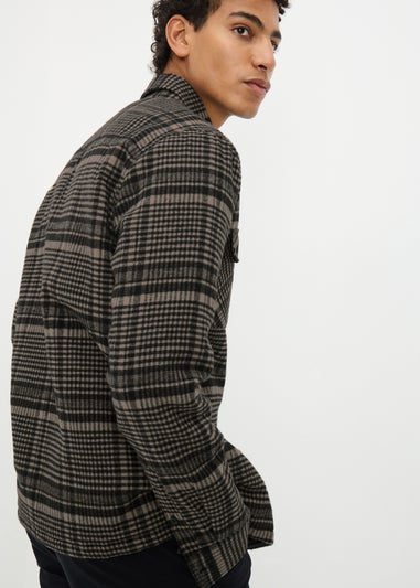 Brown Check Quilted Shacket