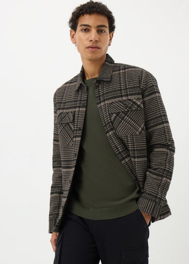 Brown Check Quilted Shacket