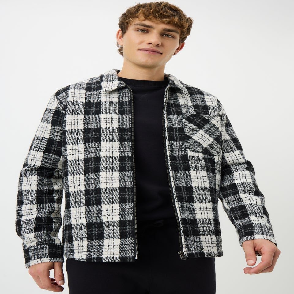 Black Smart Zip Through Shacket