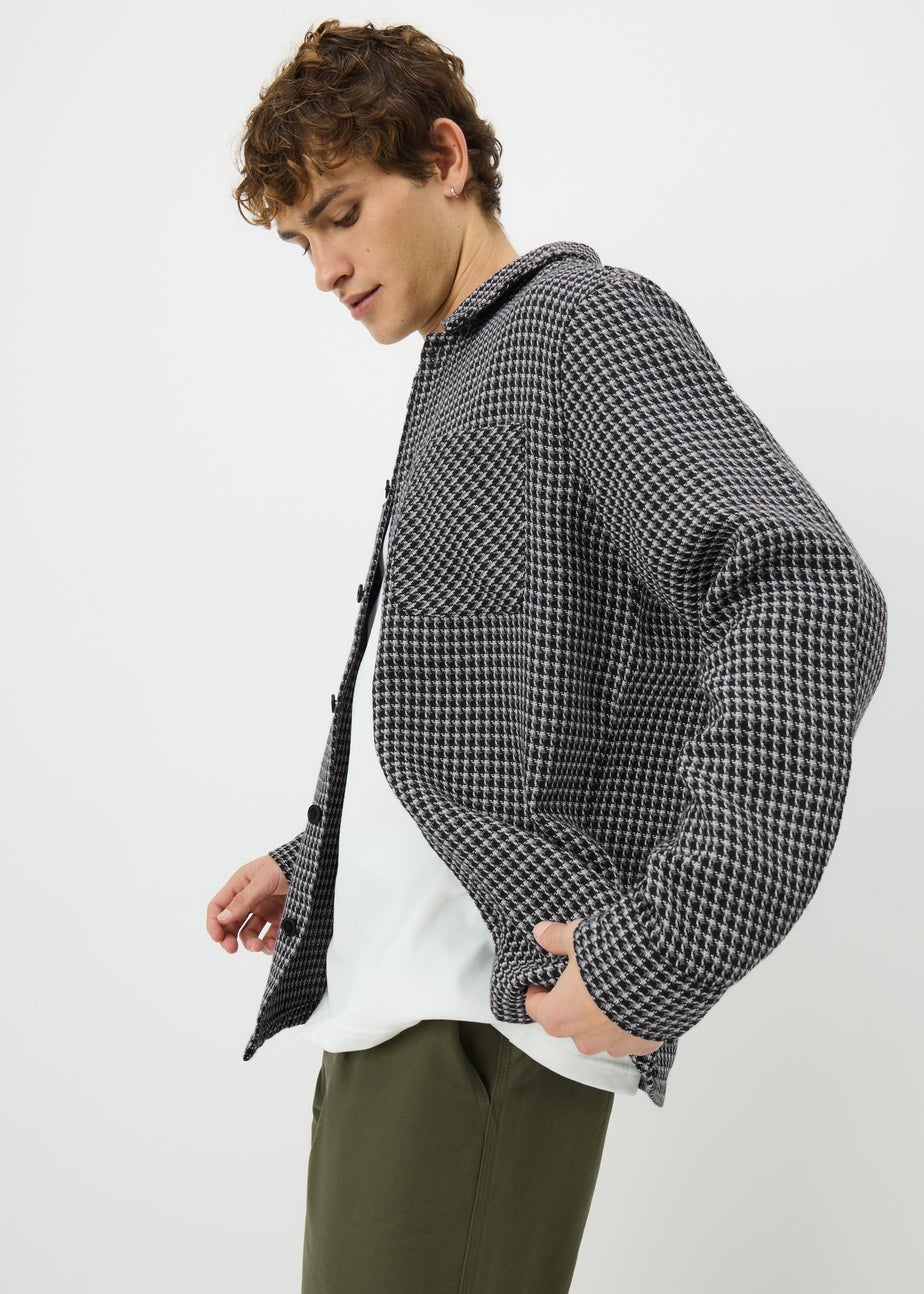 Black Mono Jacquard Textured Overshirt