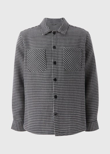 Black Mono Jacquard Textured Overshirt