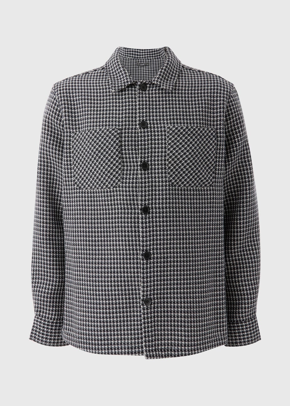 Black Mono Jacquard Textured Overshirt