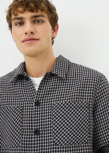 Black Mono Jacquard Textured Overshirt