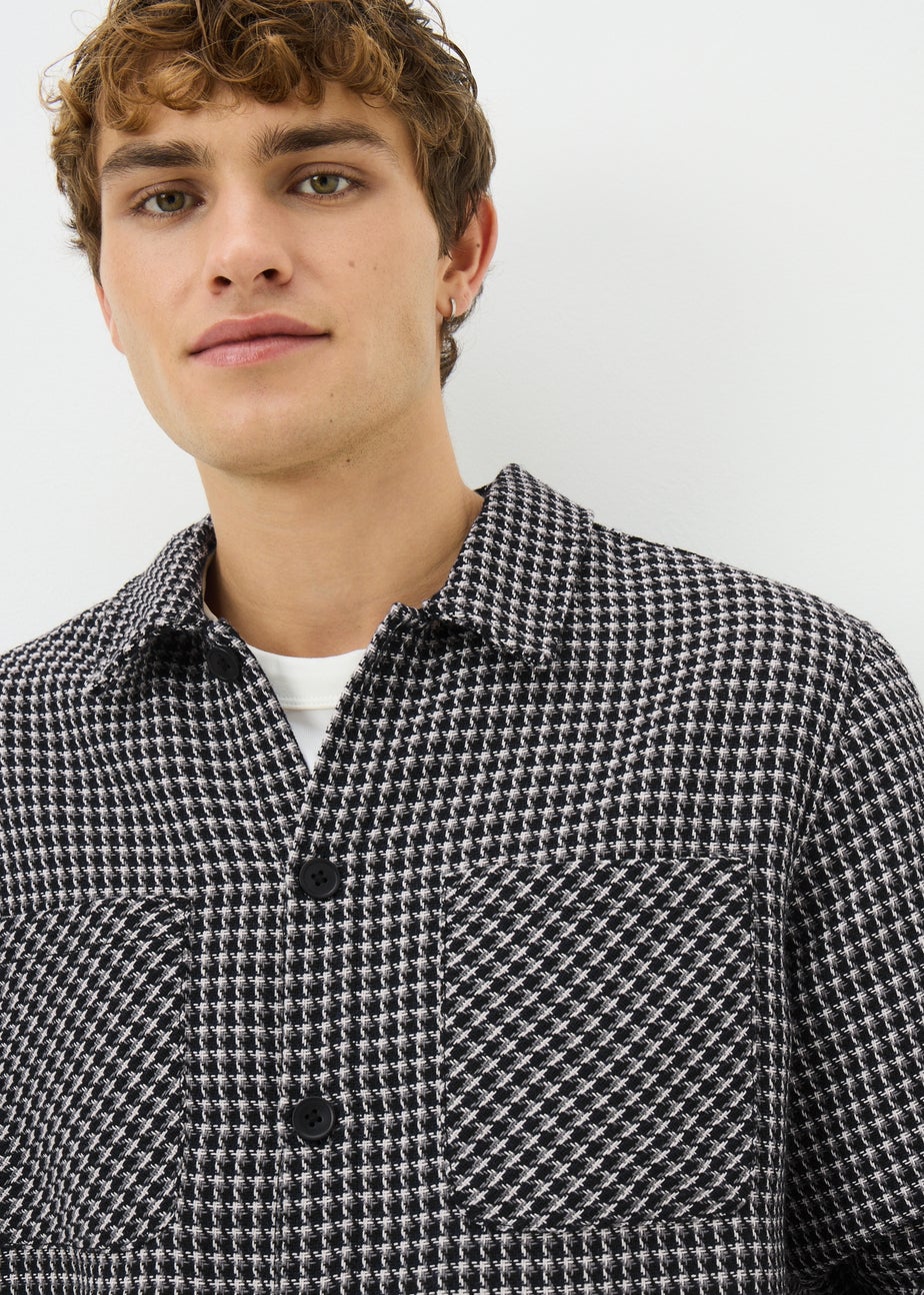 Black Mono Jacquard Textured Overshirt