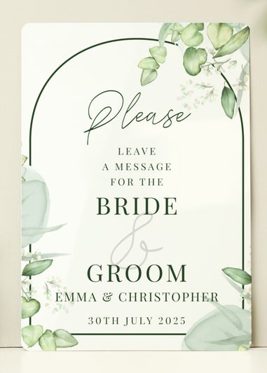 Personalised Memento Company Botanical Wedding White Metal Sign