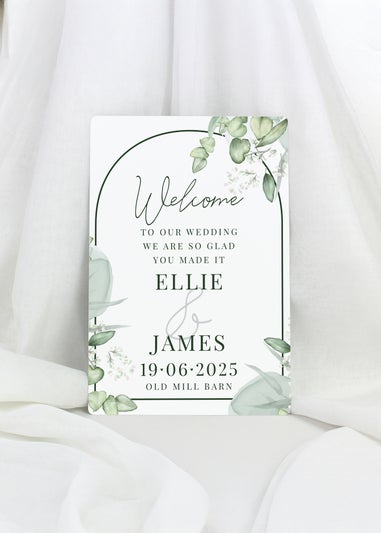 Personalised Memento Company Botanical Wedding White Metal Sign