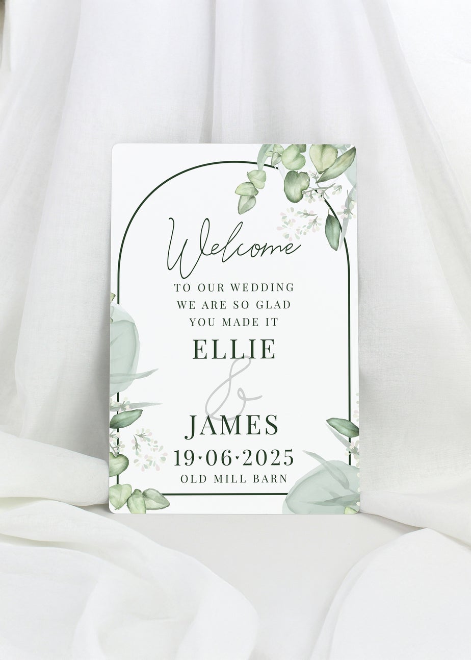 Personalised Memento Company Botanical Wedding White Metal Sign