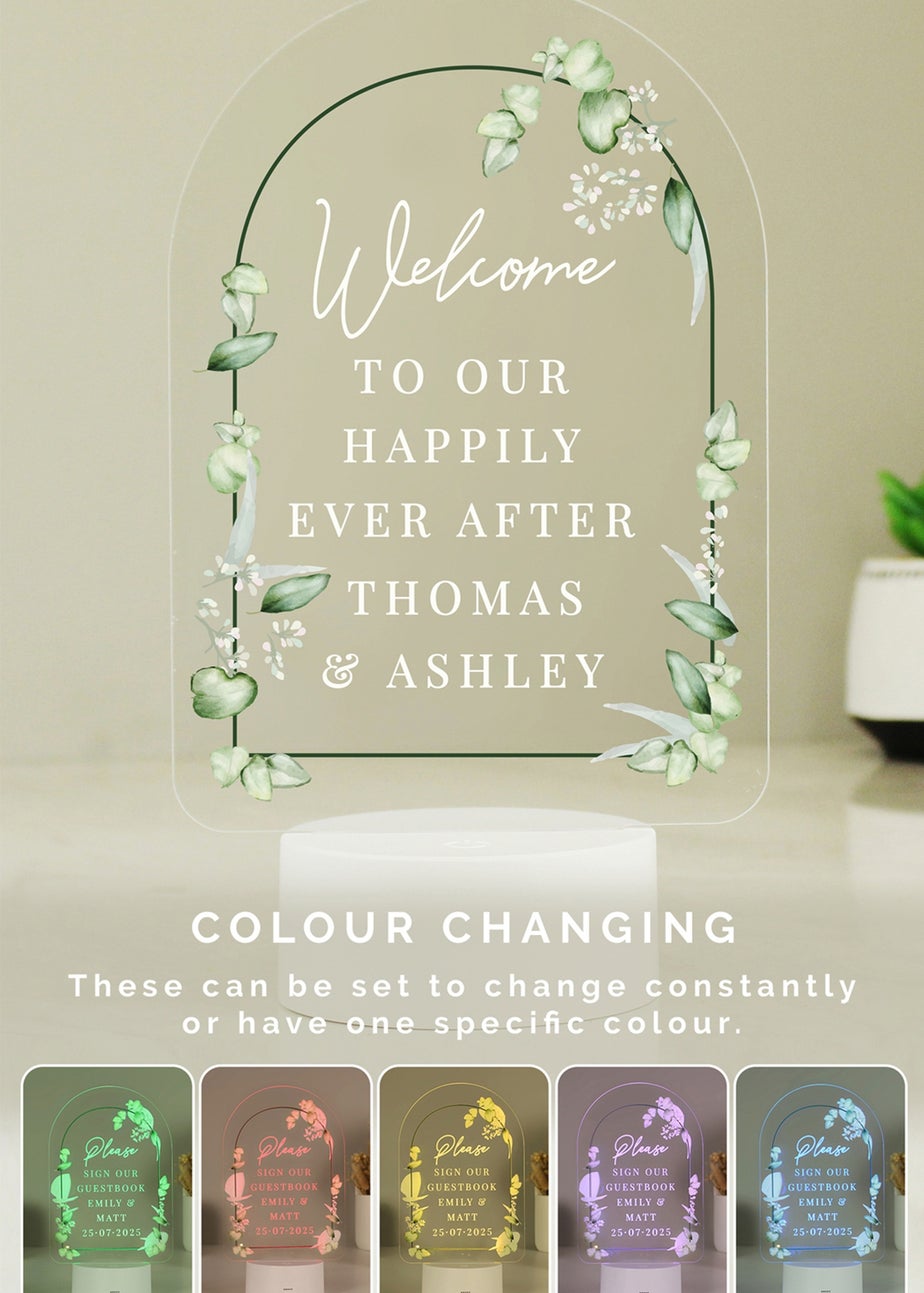 Personalised Memento Company Botanical LED Colour Changing Wedding Sign