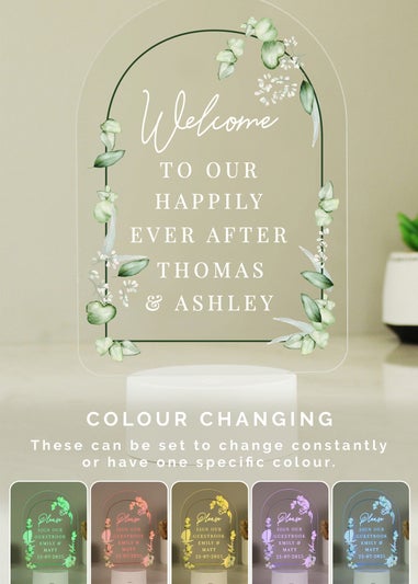 Personalised Memento Company Botanical LED Colour Changing Wedding Sign