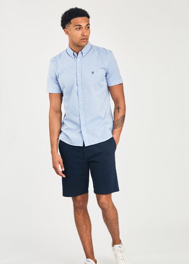 French Connection Blue Cotton Short Sleeve Oxford Shirt