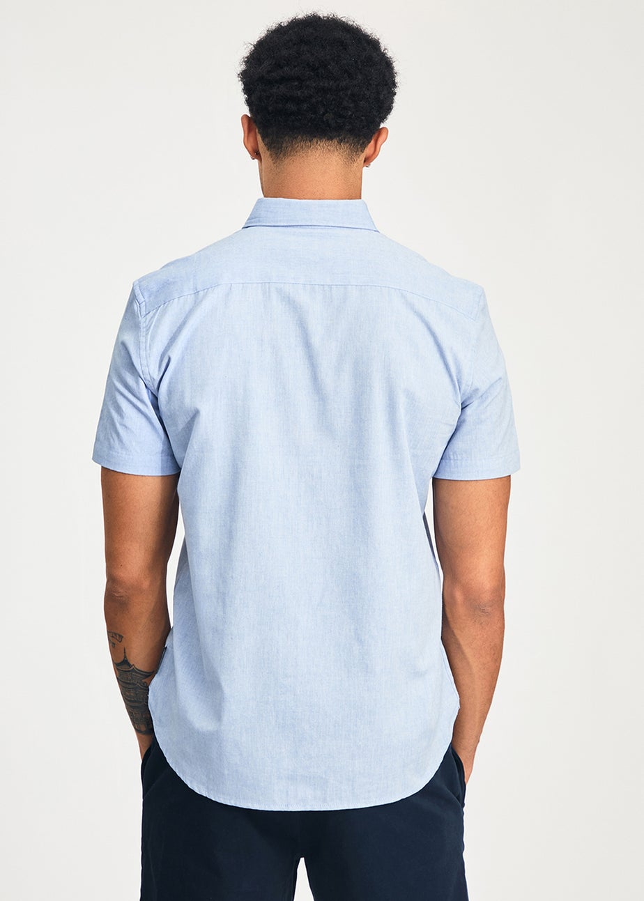 French Connection Blue Cotton Short Sleeve Oxford Shirt