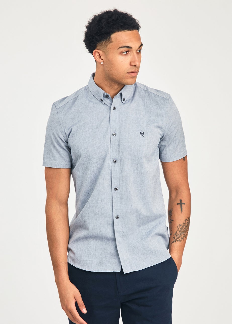 French Connection Navy Cotton Short Sleeve Oxford Shirt