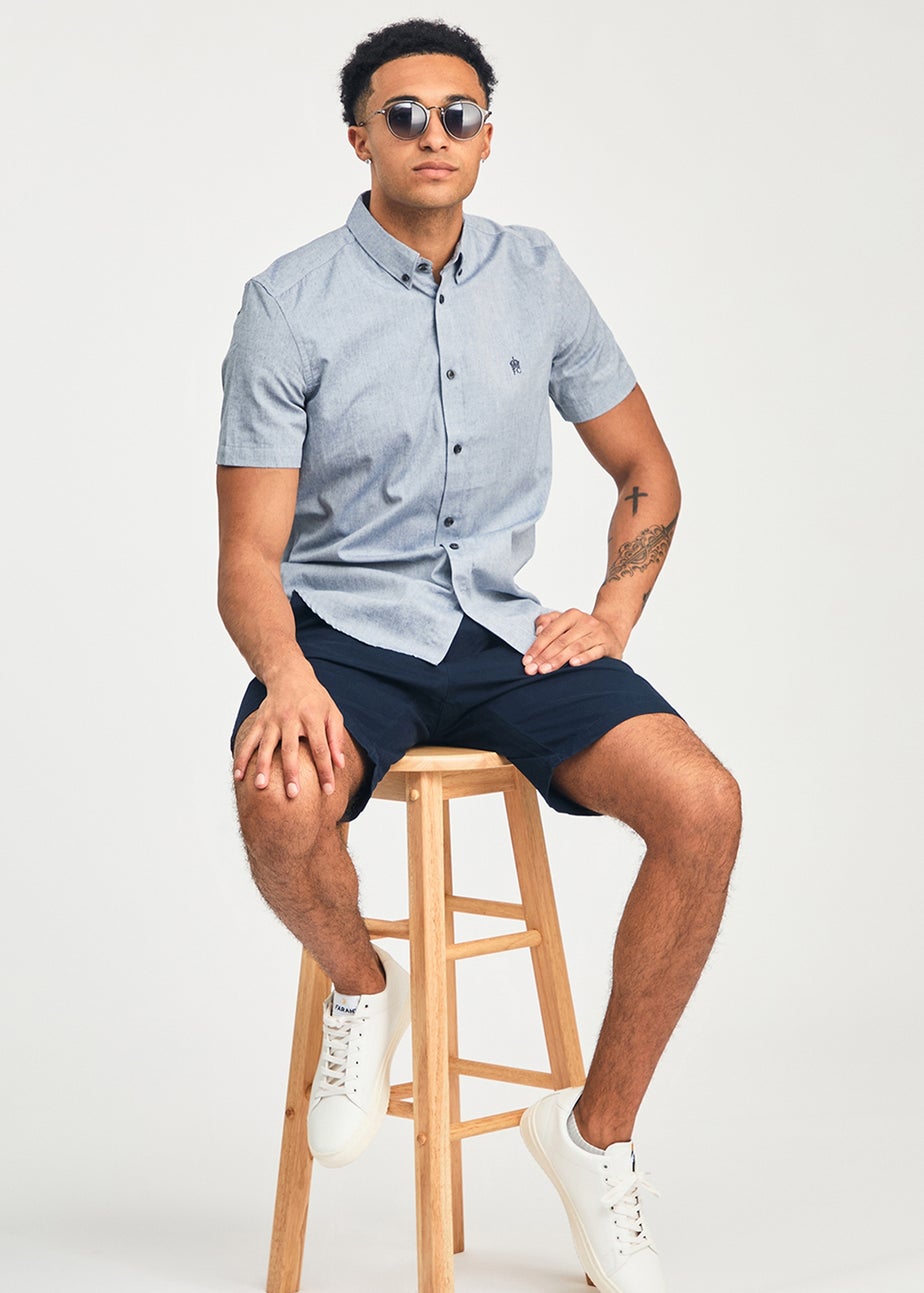 French Connection Navy Cotton Short Sleeve Oxford Shirt