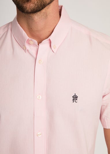 French Connection Pink Cotton Short Sleeve Oxford Shirt