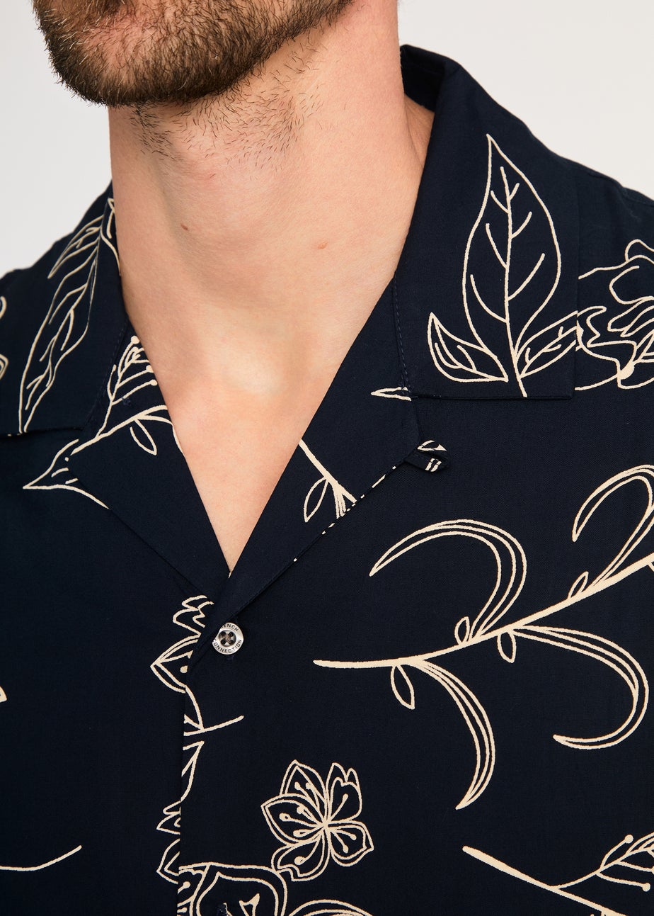 French Connection Navy Floral Print Short Sleeve Shirt