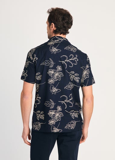 French Connection Navy Floral Print Short Sleeve Shirt