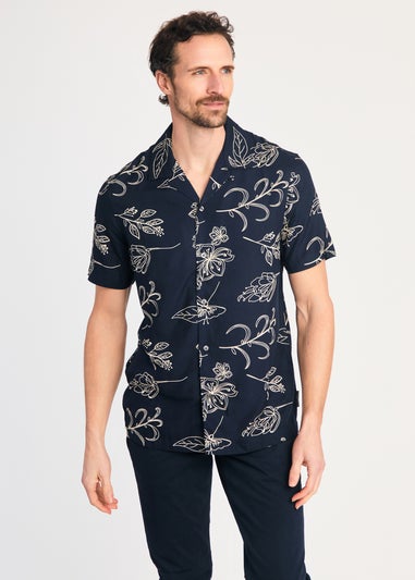 French Connection Navy Floral Print Short Sleeve Shirt