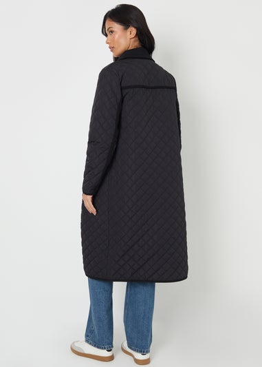 Threadbare Black Cord Collar Diamond Quilted Jacket