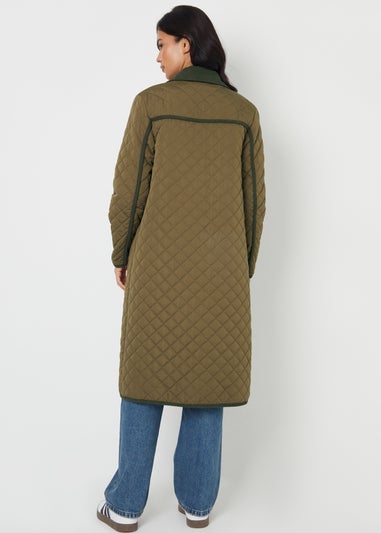 Threadbare Khaki Cord Collar Diamond Quilted Jacket