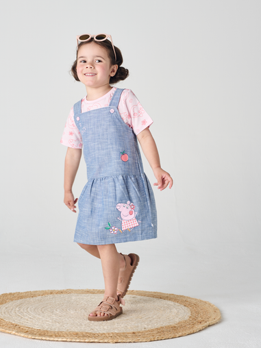Brand Threads Peppa Pig Pink Daywear Pinafore Dress (12 Months - 5 Years)