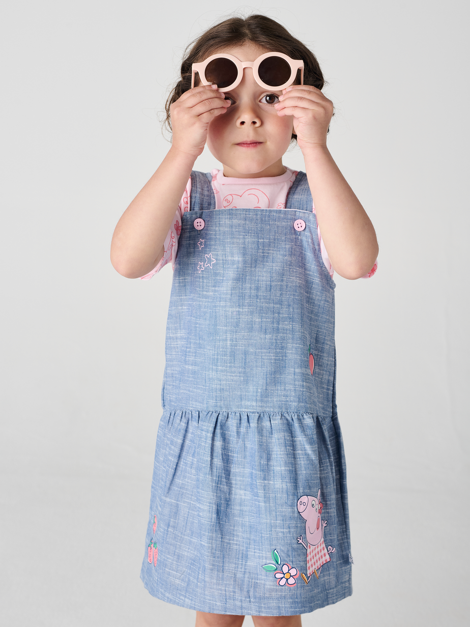 Brand Threads Peppa Pig Pink Daywear Pinafore Dress (12 Months - 5 Years)