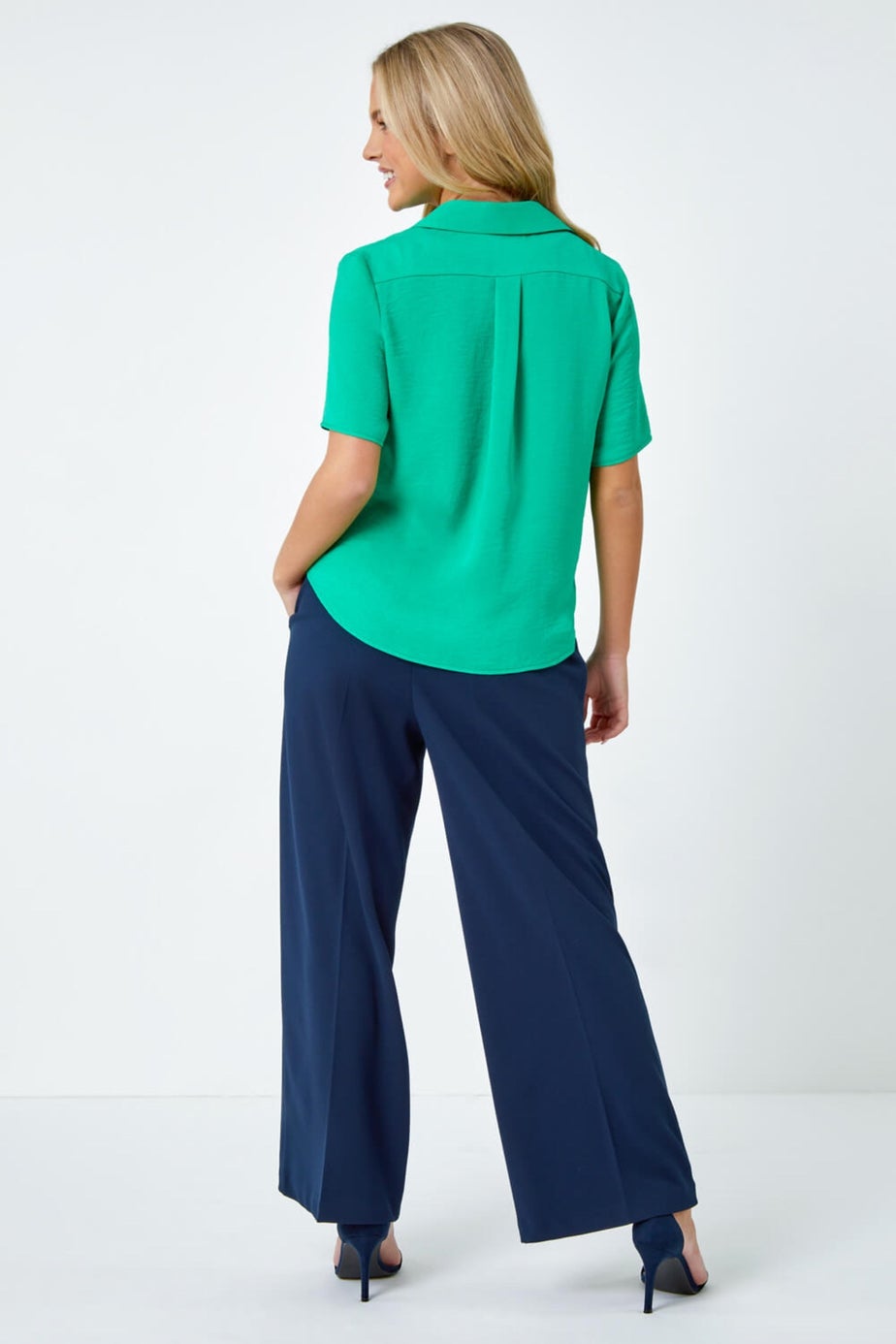 Roman Green Petite Button Up Pocket Shirt