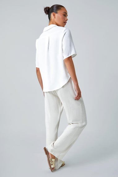 Roman White Petite Button Up Pocket Shirt