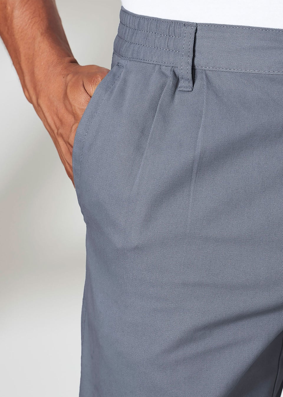 Cotton Traders Grey Blue Pleat Front Comfort Shorts