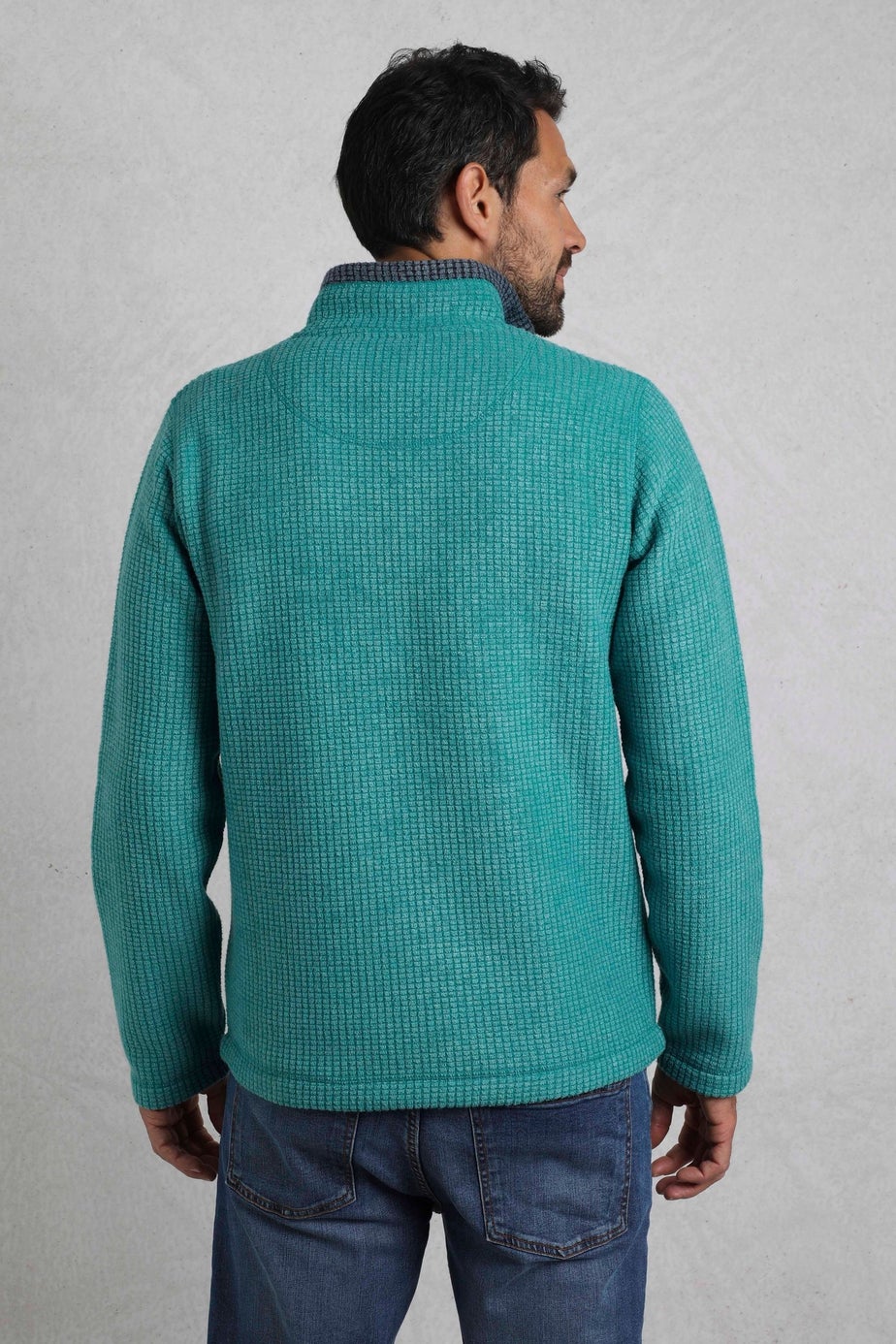 Weird Fish Teal Newark 1/4 Zip Grid Fleece