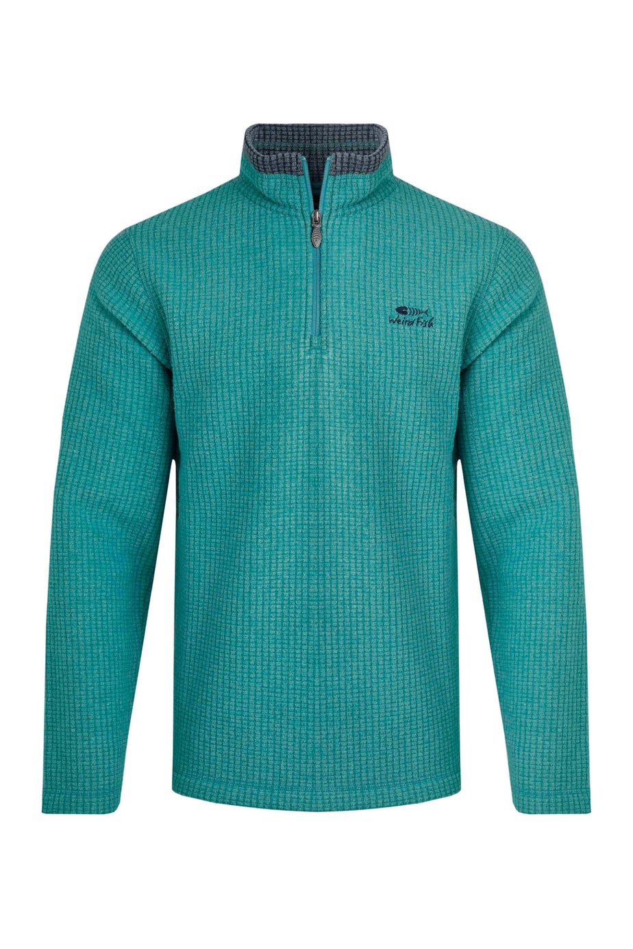 Weird Fish Teal Newark 1/4 Zip Grid Fleece