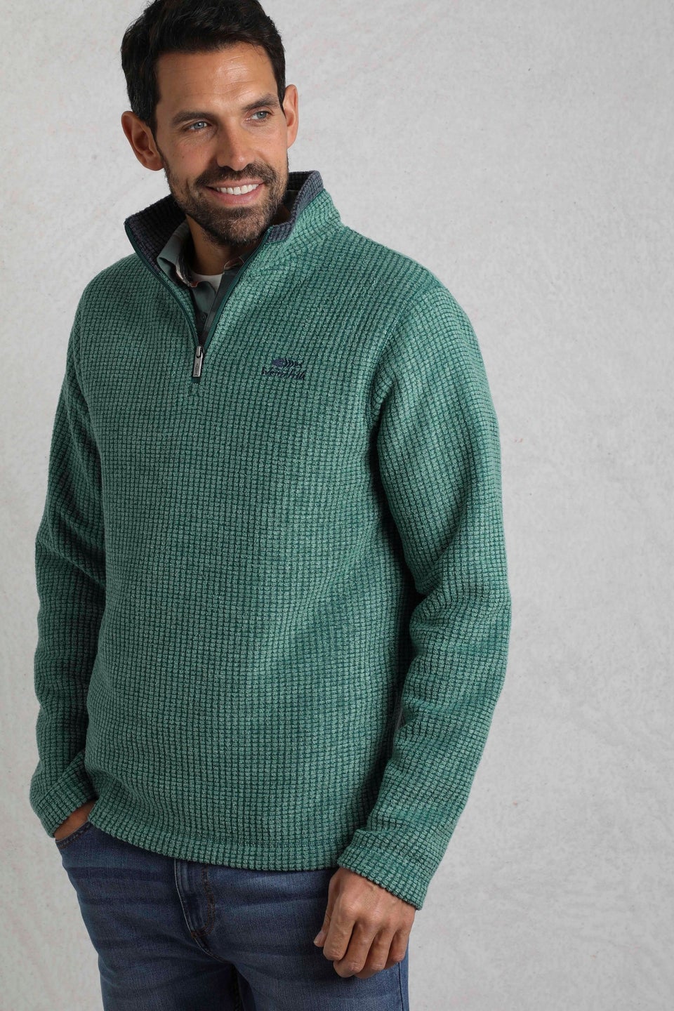 Weird Fish Emerald Green Newark 1/4 Zip Grid Fleece