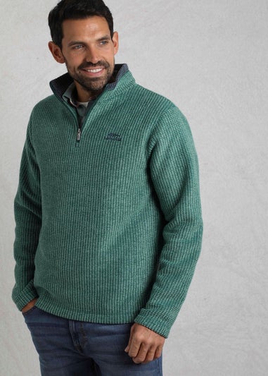 Weird Fish Emerald Green Newark 1/4 Zip Grid Fleece