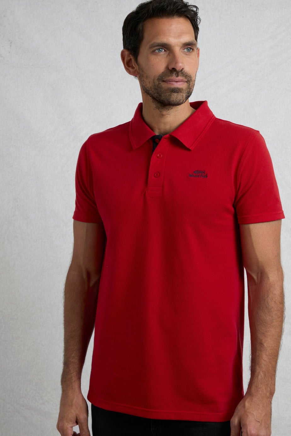 Weird Fish Red Miles Pique Polo