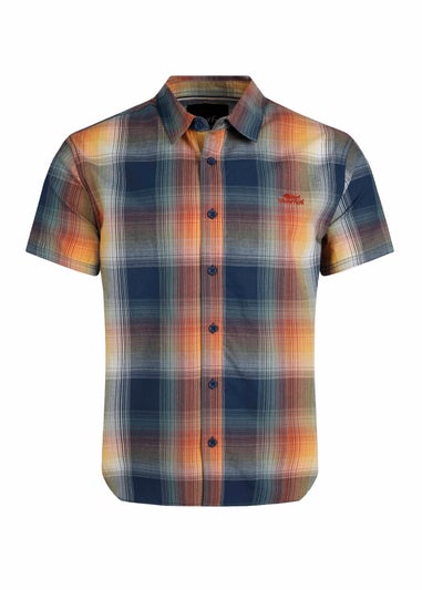Weird Fish Blue Judd Short Sleeve Check Shirt