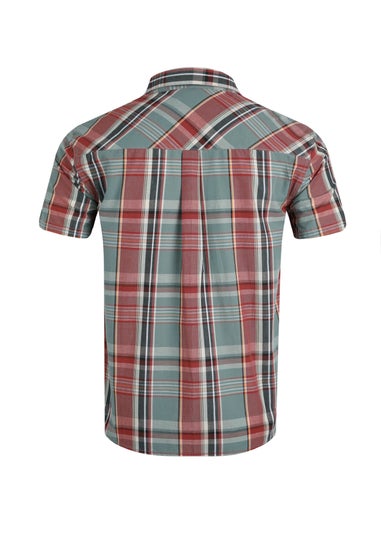 Weird Fish Teal Blue Judd Short Sleeve Check Shirt