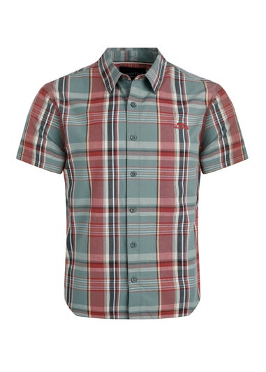 Weird Fish Teal Blue Judd Short Sleeve Check Shirt