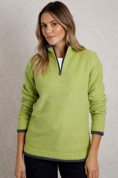 Weird Fish Soft Green Beye 1/4 Zip Grid Fleece