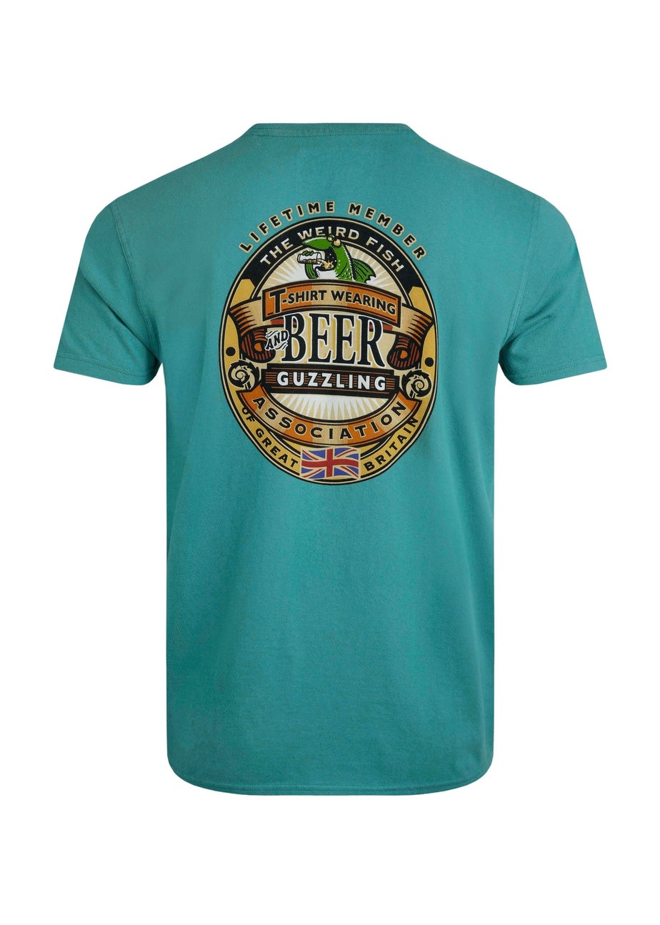 Weird Fish Green Beer Guzzling Back Print Artist T-Shirt
